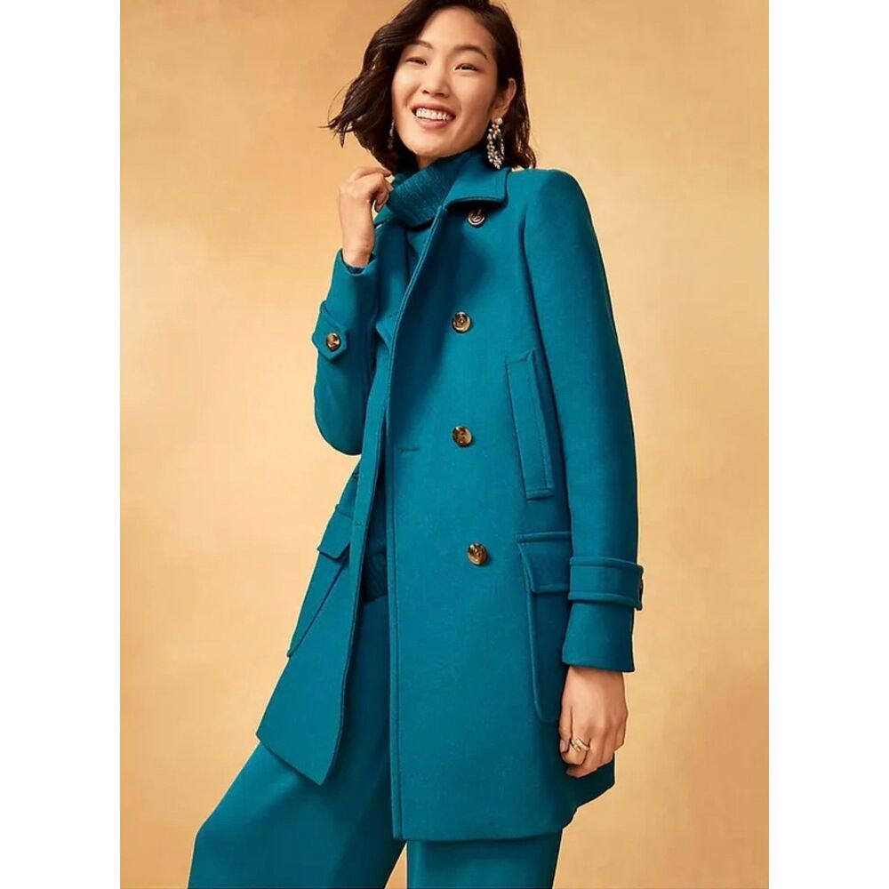 ANN TAYLOR Wool Blend Refined Peacoat Deep Lagoon, Sz SP